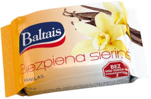 Baltais biezpiena sieriņš. Vaniļas.