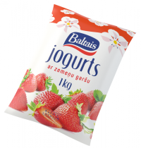 Baltais jogurts ar zemeņu garšu