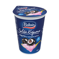 Baltais Saldā Krējuma jogurts ar melnajiem ķiršiem