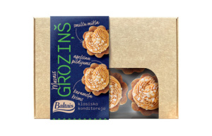 Mazie groziņi ar karameļu krēmu un apelsīnu pildījumu.