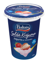 Baltais Saldā Krējuma jogurts ar zemenēm