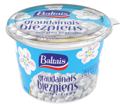 Baltais graudainais biezpiens ar saldo krējumu